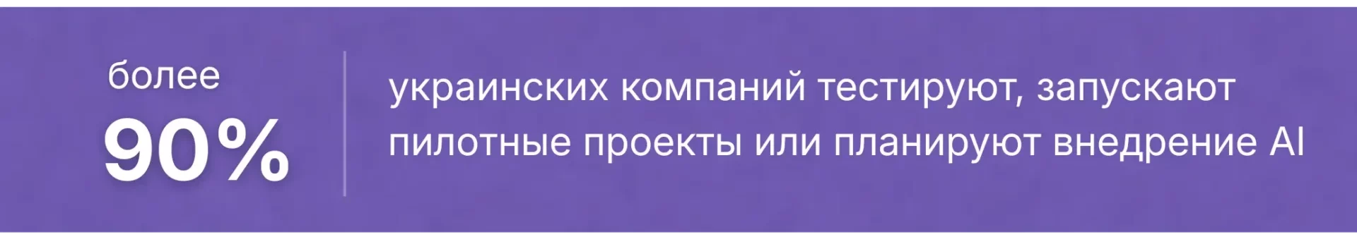 Инфографика, показывающая, что более 90% украинских компаний тестируют, пилотируют или планируют внедрить ИИ