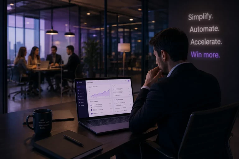 Sales manager using a B2B automation portal to monitor deal performance, streamline workflows, and scale sales operations efficiently