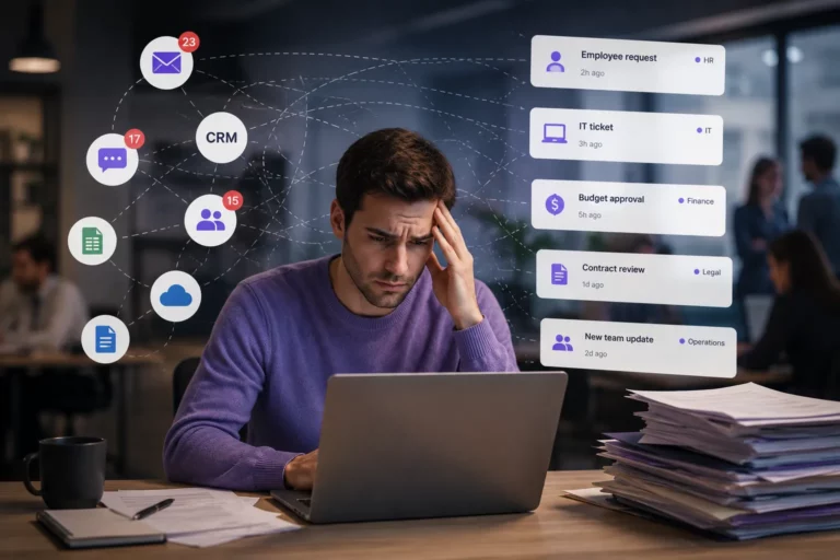 Працівник перевантажений фрагментованими workflow, погодженнями та розрізненими бізнес-системами в сучасному офісі
